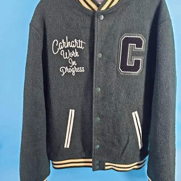 ✨ Carhartt WIP Pembroke Varsity Jacket – Embroidered Wool Letterman – Size XL ✨ - Picture 3 of 11